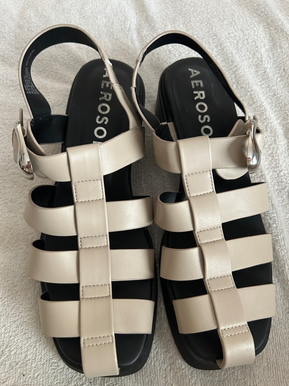 AEROSOLES Cream Strappy Slingback Sandals